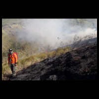 LPBINU Mojokerto Berjibaku Padamkan Api di Area Pegunungan