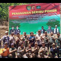 Peduli Lingkungan, LPPNU Ciamis Ajak Santri dan TNI-Polri Tanam 1000 Pohon